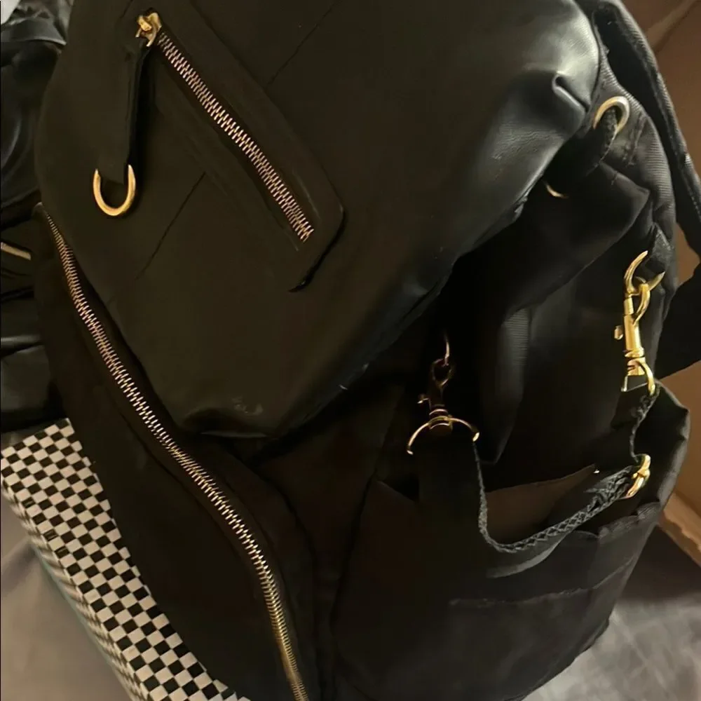 Skip Hop Professional Black Backpack (Diaper bag) with Gold Accents | EUC